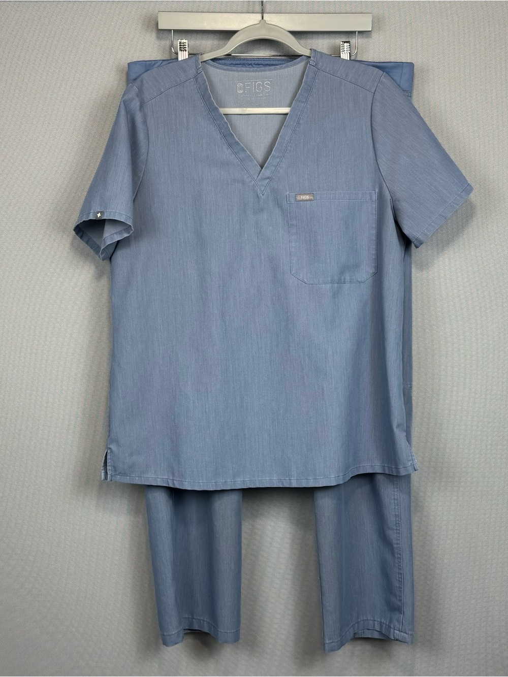 Figs Scrub Set Women Heather Blue Catarina 1 Pocket Top XL Kade Cargo Pants XL/